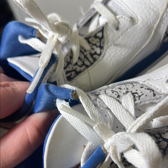White and Blue Jordan 3 Retro Sneakers, Size 10c - Picture 8 of 9